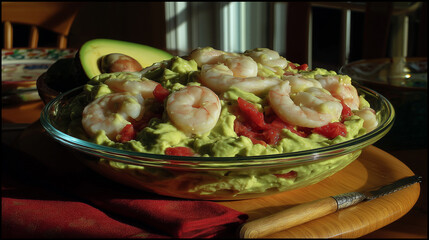 Fresh Avocado Salad with Herbs and Vegetables
