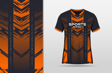 Abstract sports jersey design with black and orange background © Abd