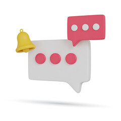 Reminder popup bell notification chat message alert ecommerce icon. 3d Render Illustration