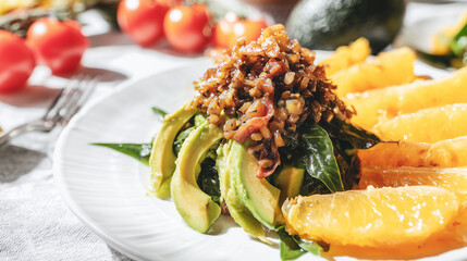 Fresh Avocado Salad with Herbs and Vegetables

