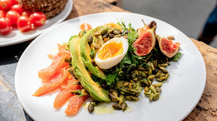 Fresh Avocado Salad with Herbs and Vegetables
