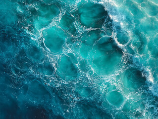 Turbulent Turquoise Ocean Waves Aerial View