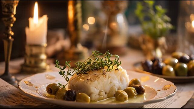 Salted Cod With Olives And Festive Candlelight