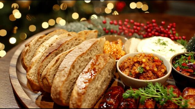 Spicy Sausage Platter With Christmas Cor