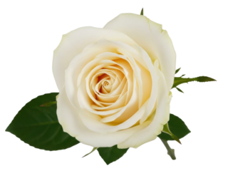 Isolated creamy white rose blossom beauty, floral elegance and romance, gentle bloom purity