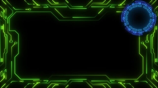 High tech screen digital hologram window box border frame scifi digital screen. hologram panel Virtual reality display abstract technology future interface hud for E- sports and technology business.