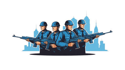 Obraz premium Group of Soldiers Standing in Camouflage Military Uniforms