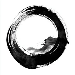 Black Ink Enso Circle in Minimal Zen Style
