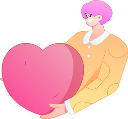 A relief illustration of a figure holding a caring hand, embodying the act of sharing affection.
