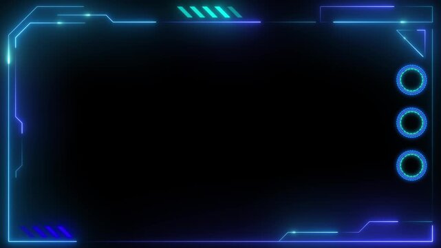 High tech screen digital hologram window box border frame scifi digital screen. hologram panel Virtual reality display abstract technology future interface hud for E- sports and technology business.