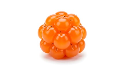 Single cloudberry on white background isolated on white background