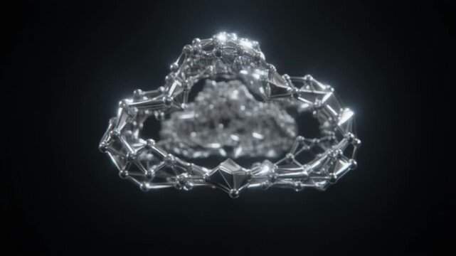 Seamless Loop: Cloud of Glowing Silver Nanobots Rapidly Self-Assembling into Complex Structures