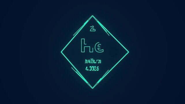 Helium atom with atomic mass science animation