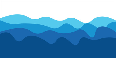 Seamless sea waves layered vector background. Blue ocean waves. Water wave pattern design.