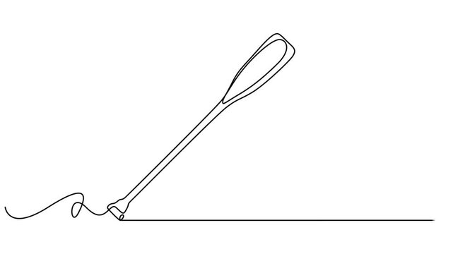 Video. Canoe paddle continuous one line drawing animation. Full length single line art 4k animation, Kayak and paddle in one line art style, black and white, Animated self drawing of continuous line.