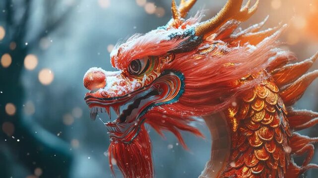 Dragon dance performance under glowing fireworks in the night sky during Chinese New Year, celebrating tradition, culture, and the spirit of 2026.