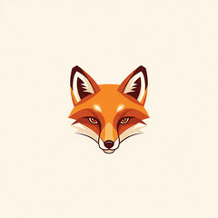Obraz premium Stylized fox head illustration featuring a minimalist flat design perfect for branding logos or animal-themed projects