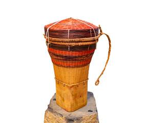 Basket backpack (G&ugrave;i)  isolated on transparent background, at Tay Nguyen, Vietnam, made from rattan and bamboo
