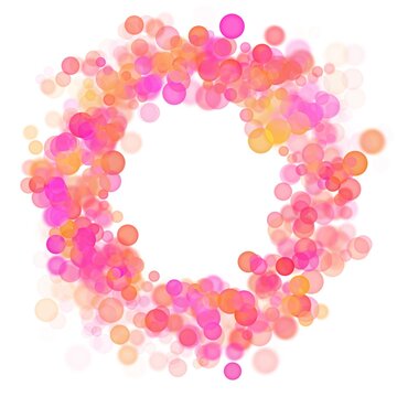 Isolated abstract circle frame of colourful bokeh lights