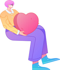 A relief illustration of a figure holding a caring hand, embodying the act of sharing affection.
