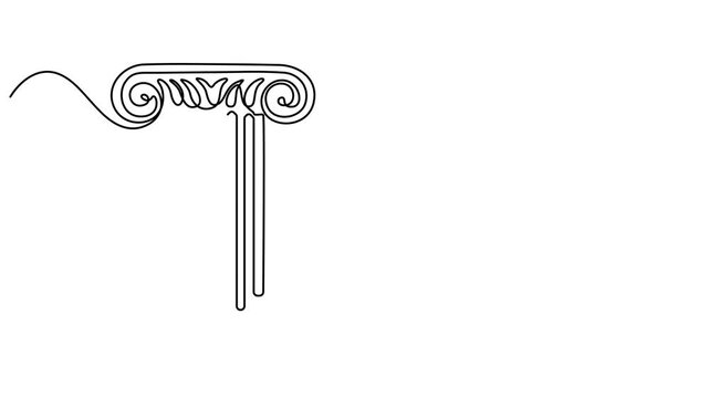 greek column animation continuous one line drawing, Full length single line animation. Animated self drawing of continuous line draw ancient roman and historical classic decorations gothic columns pro