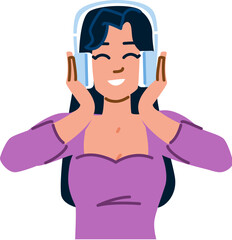 Happy woman enjoying music listening with headphones