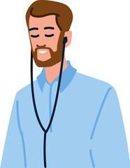 Fototapeta premium Man enjoying music with closed eyes and earphones