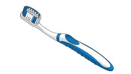 A simple blue and white toothbrush for oral hygiene and dental care
