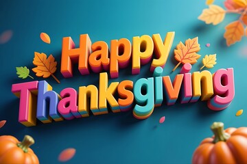 Happy thanksgiving birthday greeting card with pumpkins