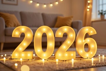 Golden 2026 new year celebration number design