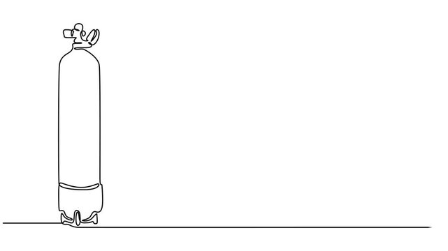 scuba cylinders animation continuous one line drawing, Healthy sport scuba diving equipment concept. Continuous line self draw animated. Full length motion. Animation of one line drawing of wetsuit.