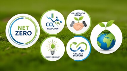 Green business sustainability: net zero, co2 reduction, circular economy goals
