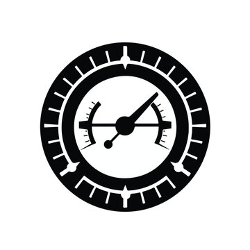 Minimalist aviation mechanic runout gauge icon with radial dial face and clean vector shape for interface design
