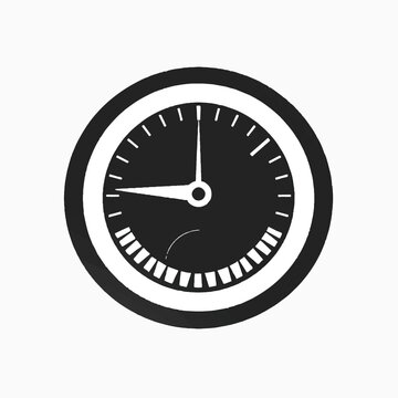 Minimalist radial dial runout gauge silhouette icon for aviation mechanic interfaces in clean vector format