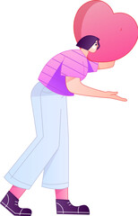 A relief illustration of a figure holding a caring hand, embodying the act of sharing affection.
