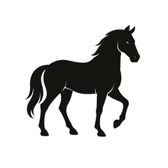 Running black horse silhouette vector illustration of a wild stallion with flowing mane and tail