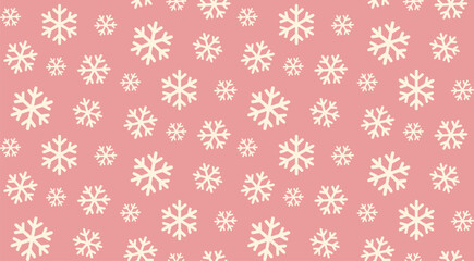 Pink snowflake pattern. Seamless pattern. Winter ornament. Print for wrapping paper. Pink wallpaper. Winter print.