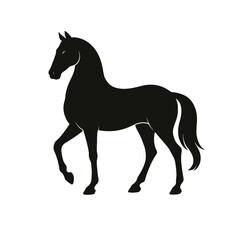 Black running horse silhouette vector illustration of a wild stallion with a mane and tail