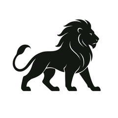 Running lion silhouette vector illustration with flowing mane and tail perfect for farm animal design