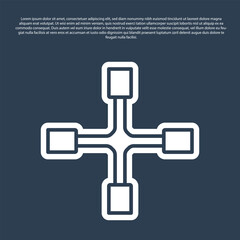 Blue line Wheel wrench icon isolated on blue background. Wheel brace. Vector