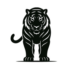 Cartoon vector illustration of a striped tiger head on a white background, perfect for a wildlife symbol or animal icon design