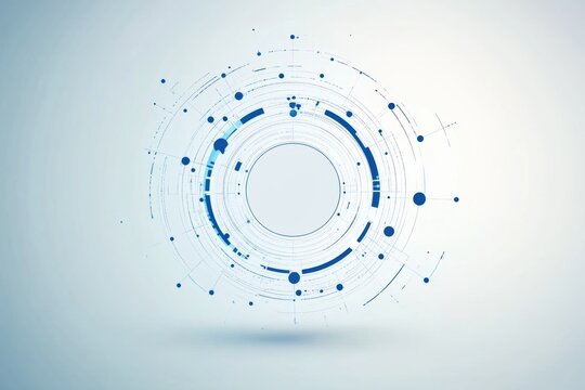 Digital Circle: Futuristic digital abstract background featuring a network of interconnected points and circles, evoking concepts of technology and the digital age. 