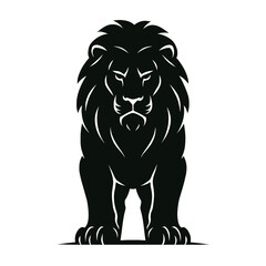 Black silhouette vector illustration of a wild feline lion head for tattoo and mascot design