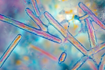 Generative AI close-up of virus structures with detailed molecular design and glowing particle effects