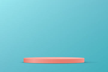 Blue background vector 3d with Pink podium Space for selling products on the website. Abstract wallpaper design with copy space to display your products. Vector illustration.