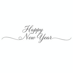 Hand-Lettered Happy New Year with Watercolor Splash Effect - Vector