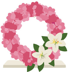 Pink Floral Wreath with White Lilies for Memorial