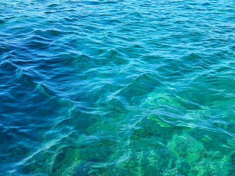 Mediterranean sea blue turquoise waves.