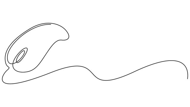 Self animated single continuous line drawing of a computer mouse.