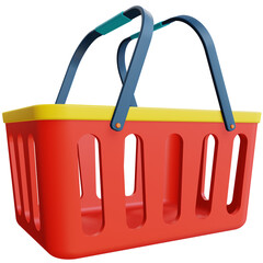 3d shopping basket with transparent background